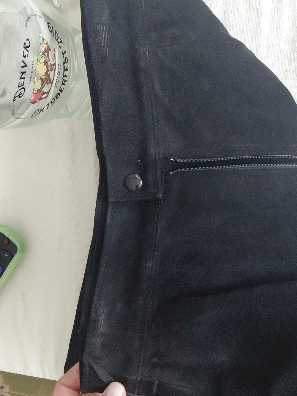 Vintage Genuine Suede Leather Pencil Skirt Black Size 9 High Waist